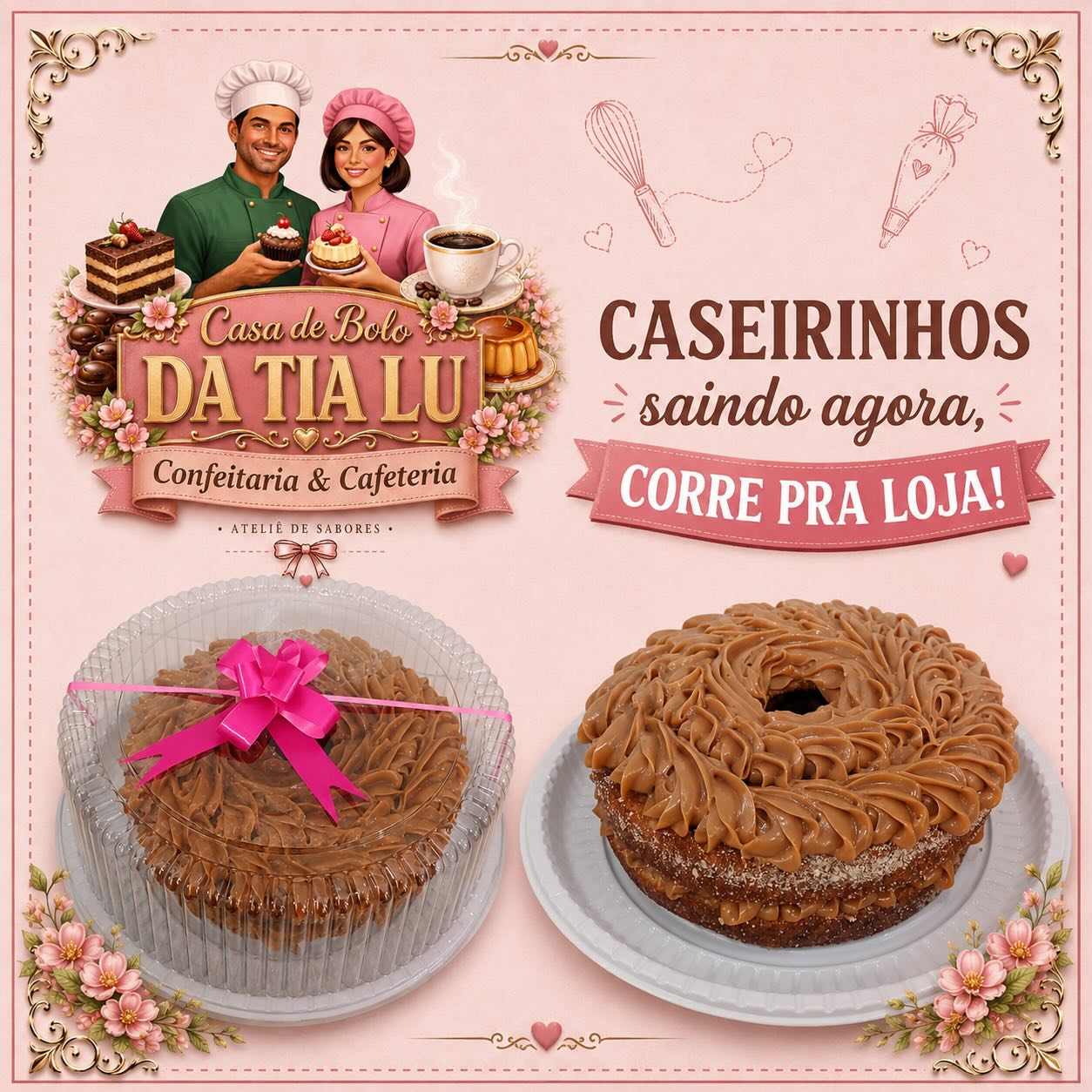 Bolos caseiros fresquinhos da Casa de Bolos da Tia Lu
